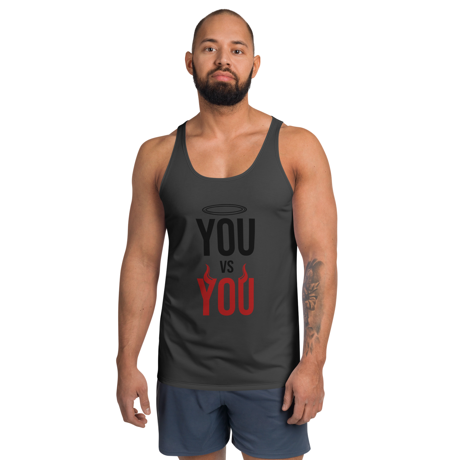 Black “Face the Split” Tank Top