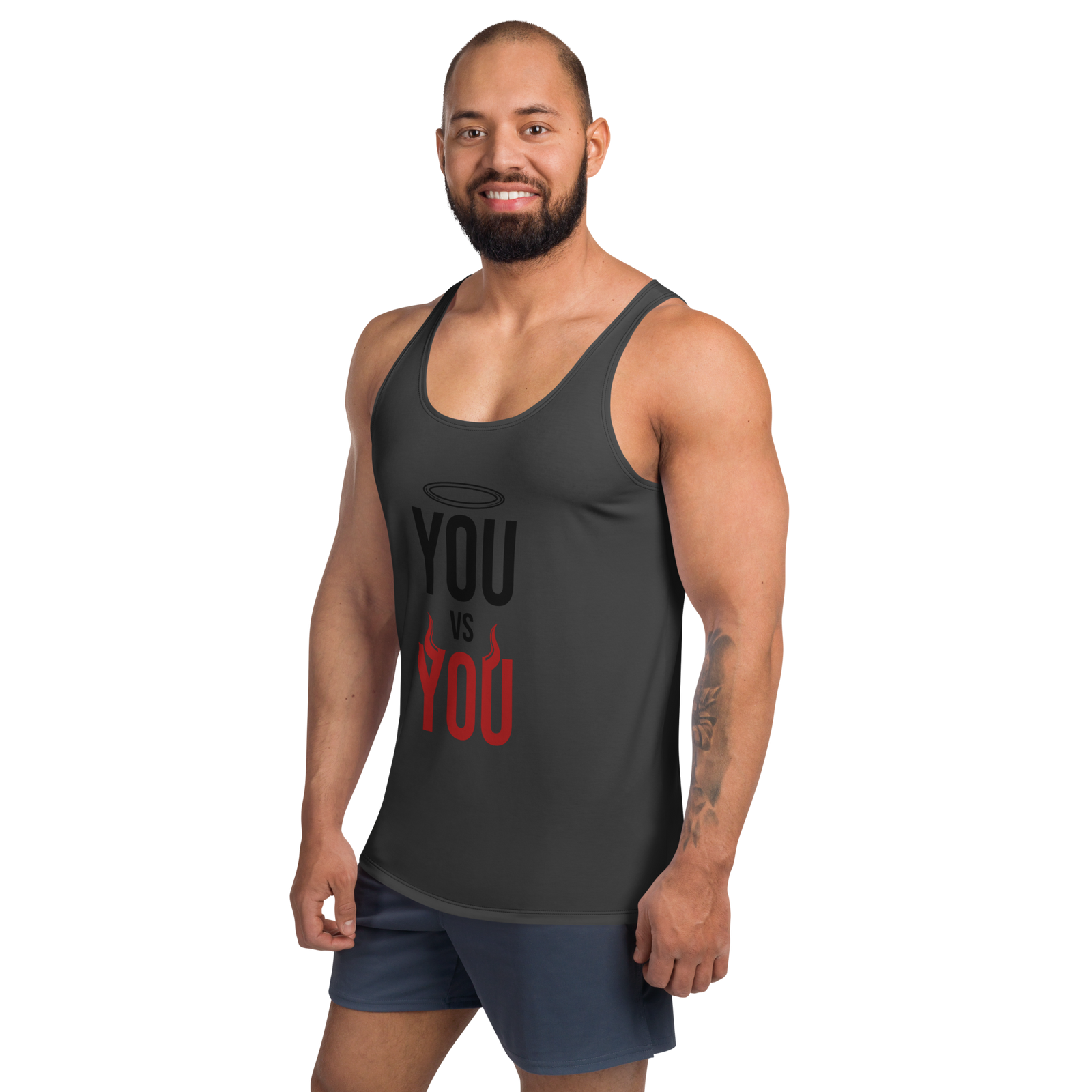 Black “Face the Split” Tank Top - Image 2
