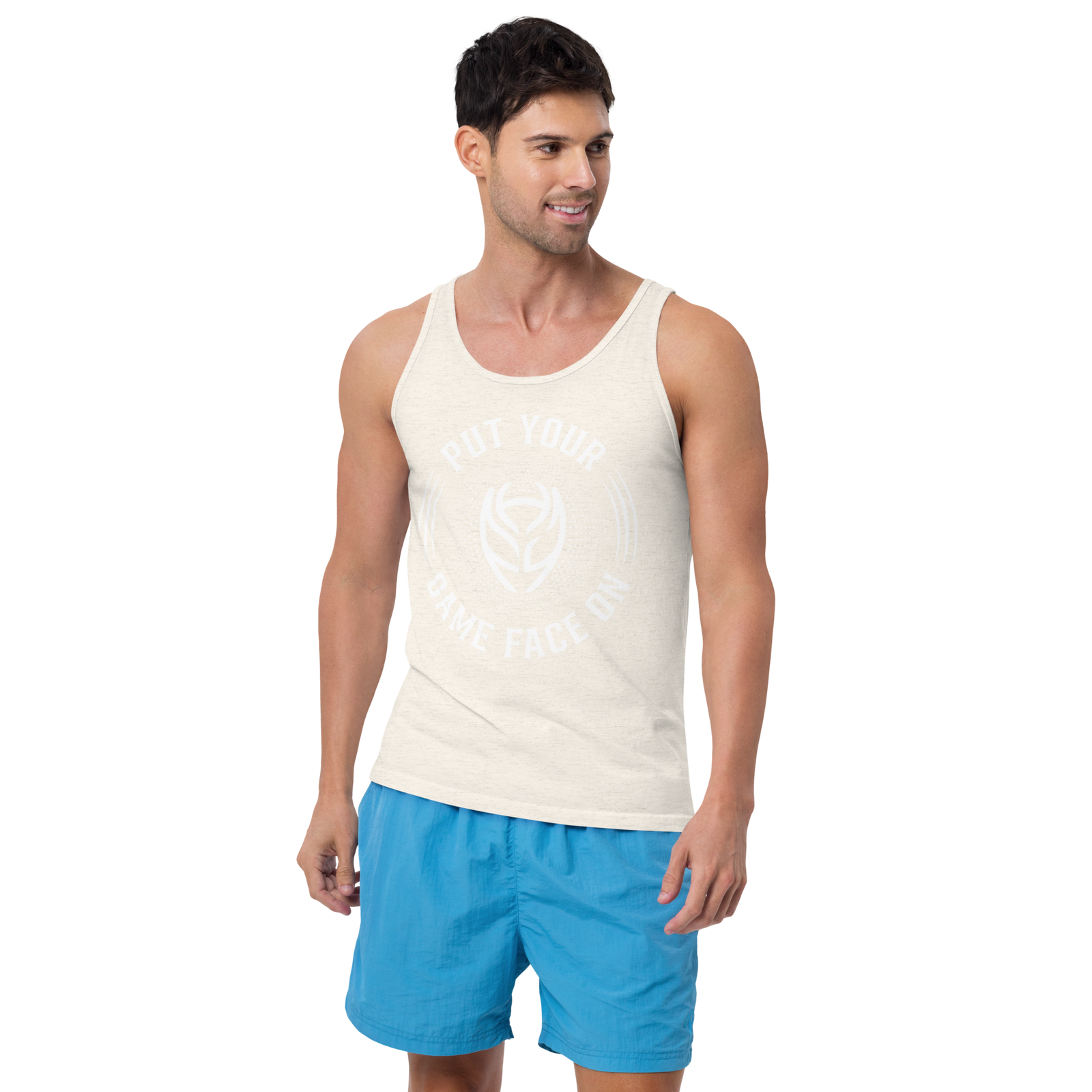 Cream Game Face On Tank Top - Image 2
