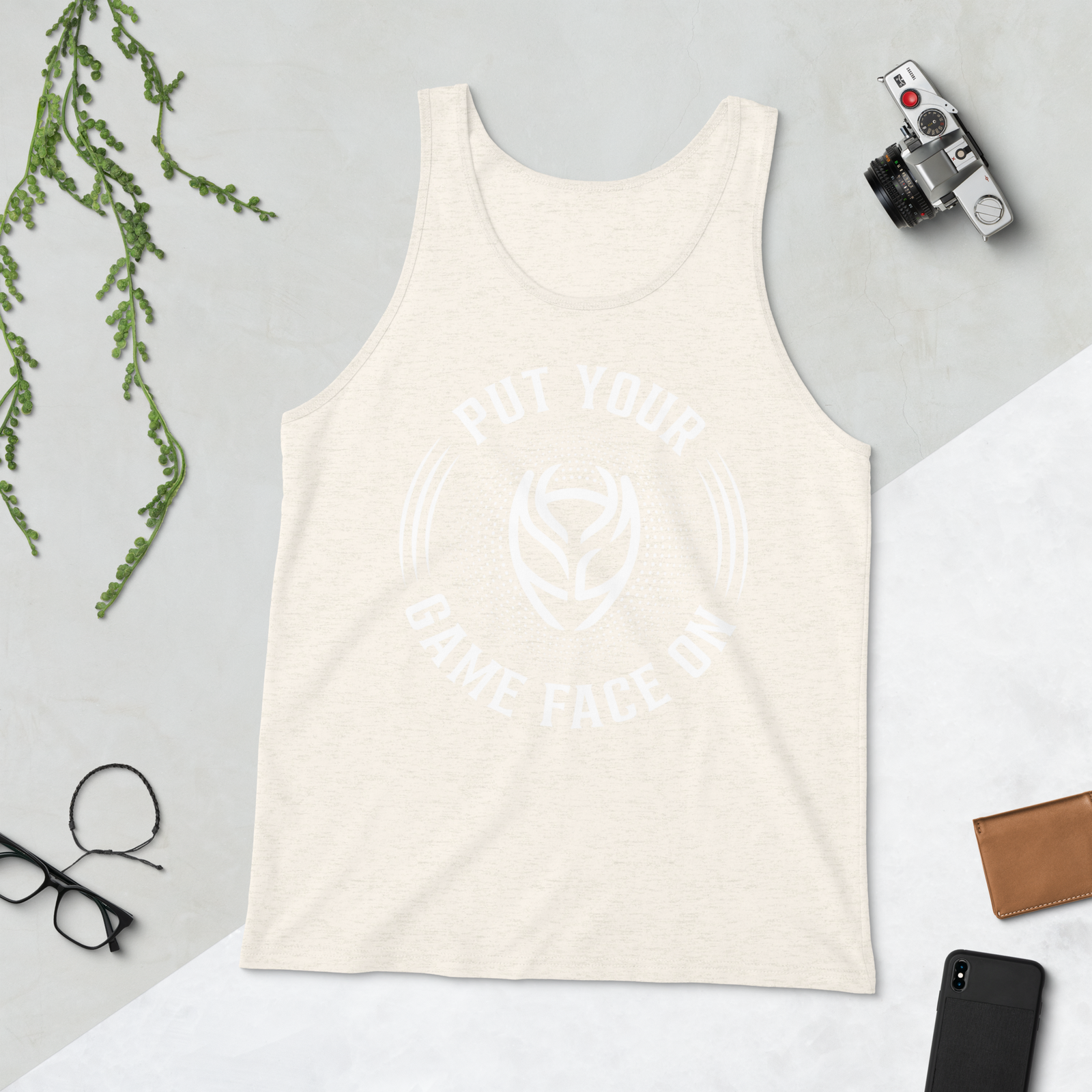 Cream Game Face On Tank Top - Image 3