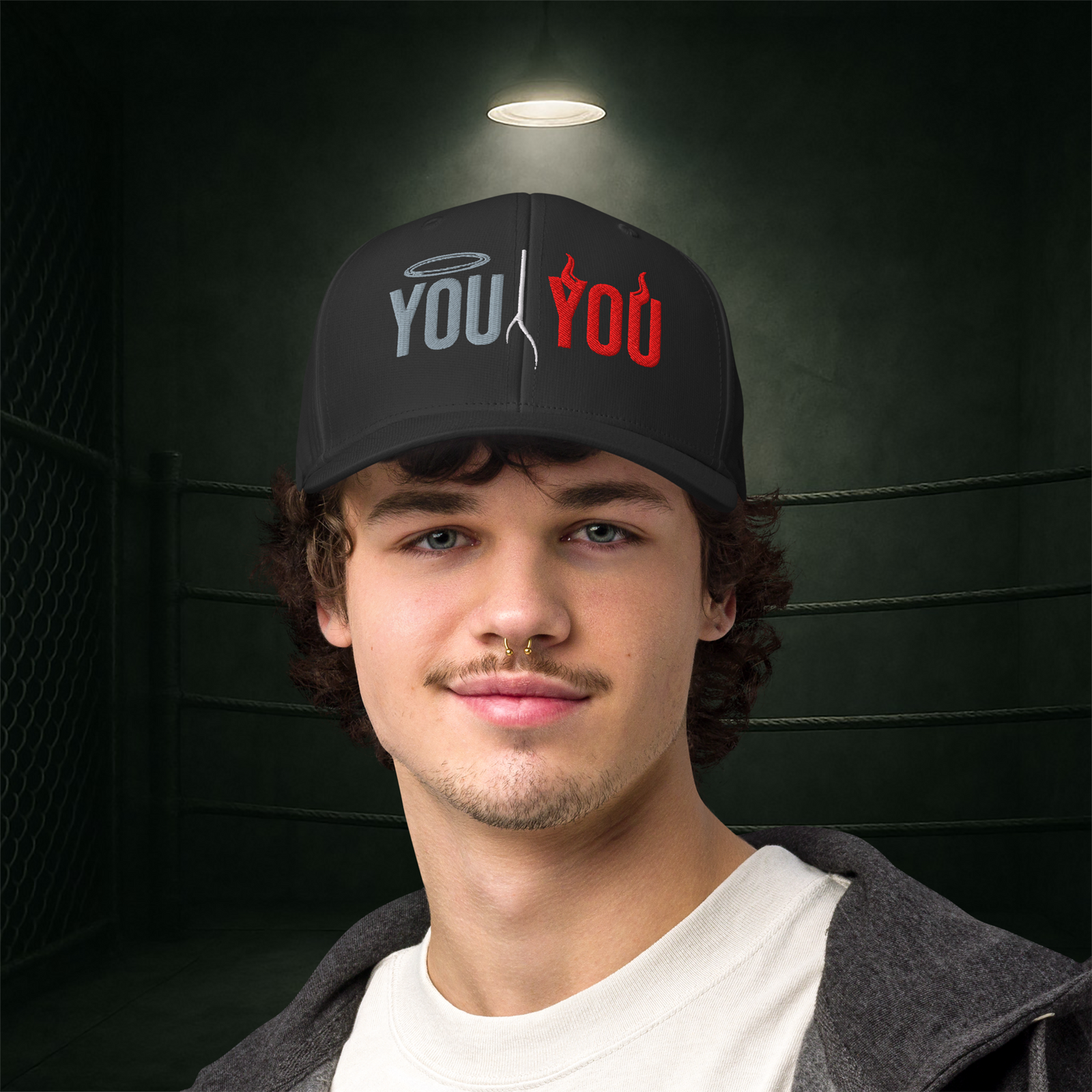 Face the Split” Embroidered Snapback Hat — Black - Image 3
