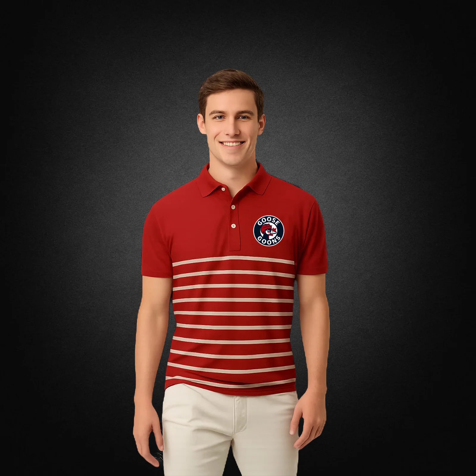 Red Men’s Polo Shirt Goose Goons - Image 4